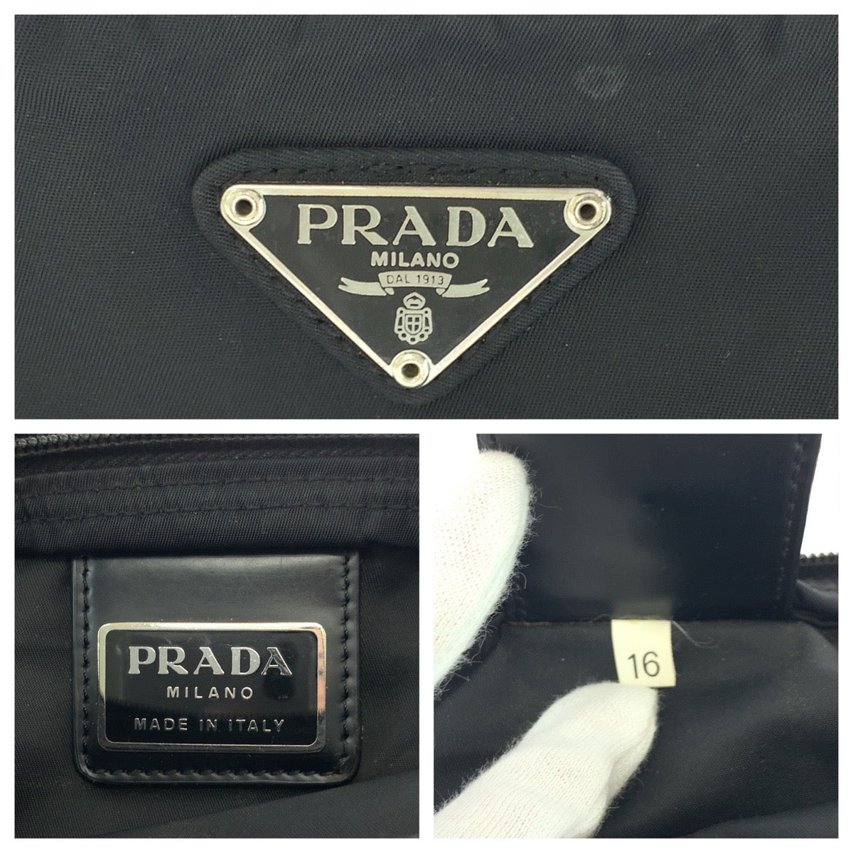 PRADA Shoulder Bag Nylon Black SilverMetal Shoulder Bag Sacoche Test Triangle With logo mens