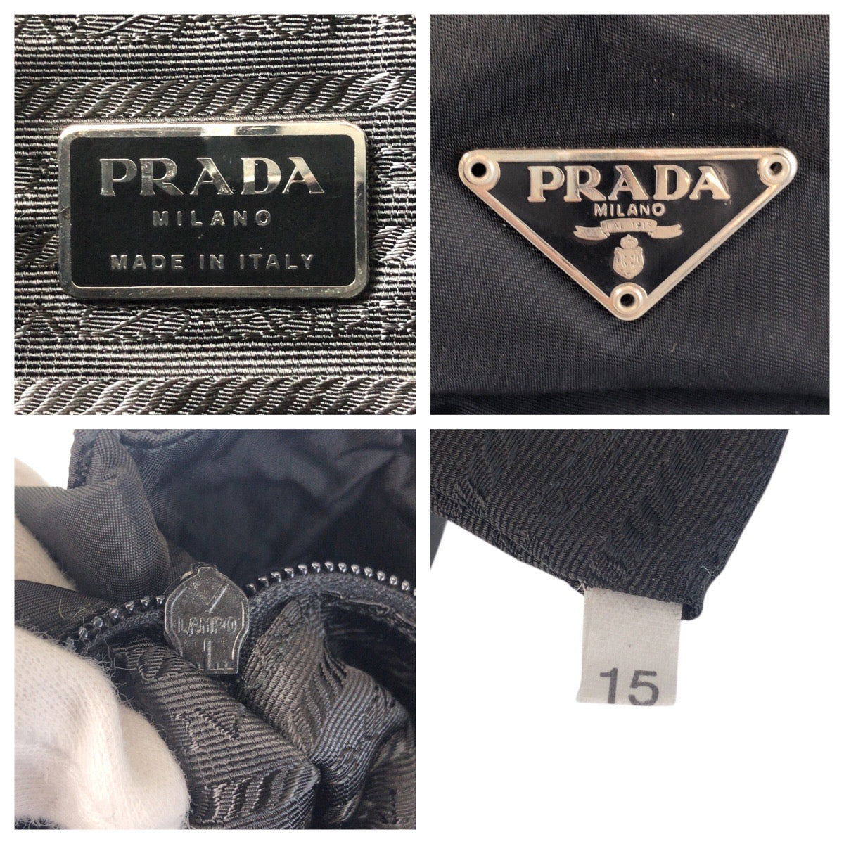 PRADA Tote Bag Nylon, Leather Black SilverMetal Tote Bag Shoulder Bag Test Triangle With logo Women(Unisex)