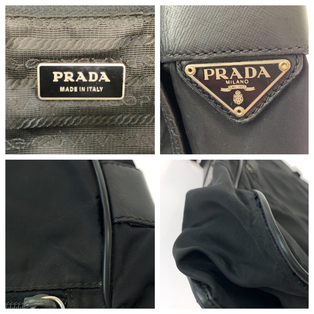 Prada Tessuto Triangle Logo Plate Nylon Shoulder Bag V158