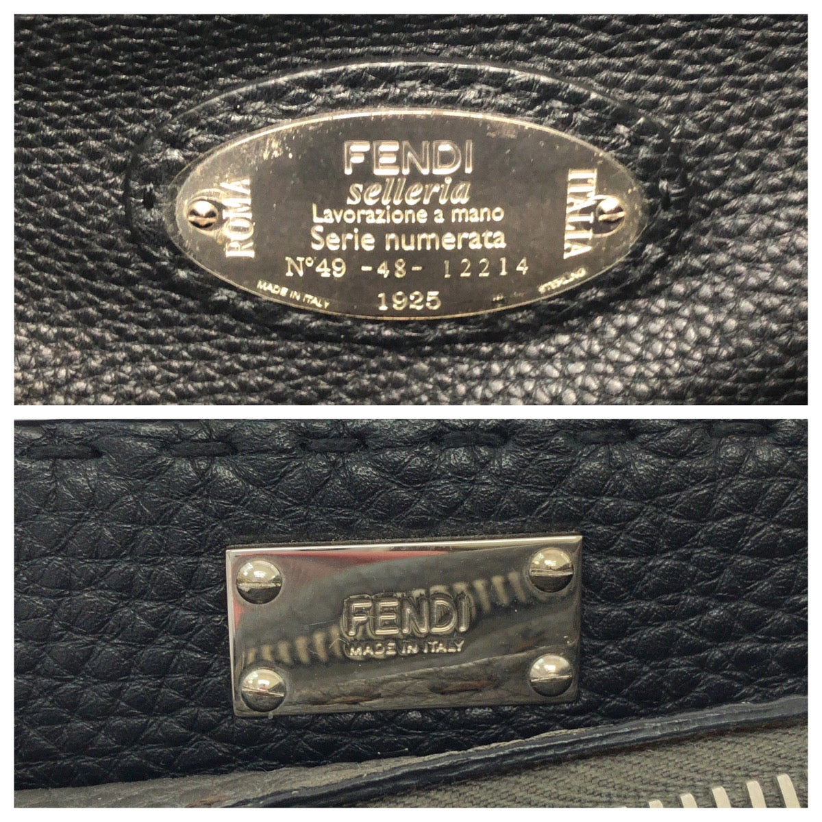 FENDI Shoulder Bag 7VA406 leather Gray Yellow SilverMetal Shoulder Bag Handbag 2way Celeria Peekaboo Fit mens