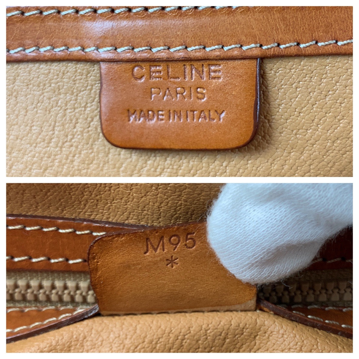 CELINE Handbag PVC White Brown Gold Metal Handbags Mini Boston Duffel bag Macadam Women