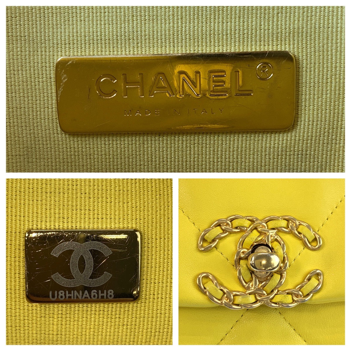 CHANEL Shoulder Bag lambskin Yellow Gold Metal ChainShoulder Bag Matrasse 19 COCO Mark Turnlock Women