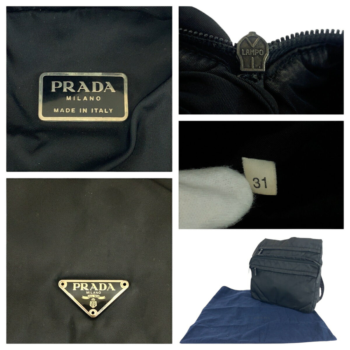 Prada Tessuto Triangle Logo Plate Nylon Shoulder Bag