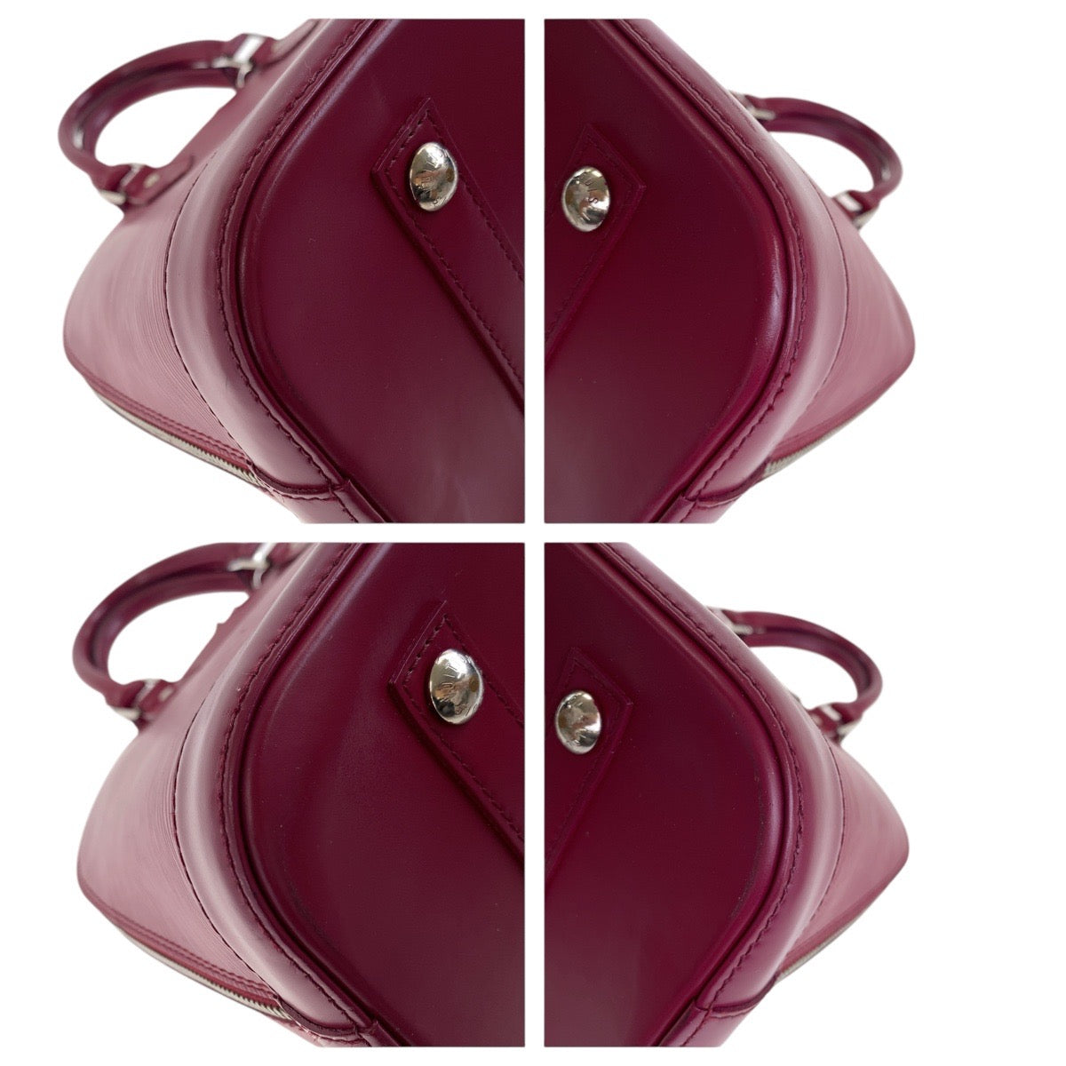 LOUIS VUITTON Handbag M40490 leather Fuchsia Wine Red Bordeaux SilverMetal Epi Alma Women