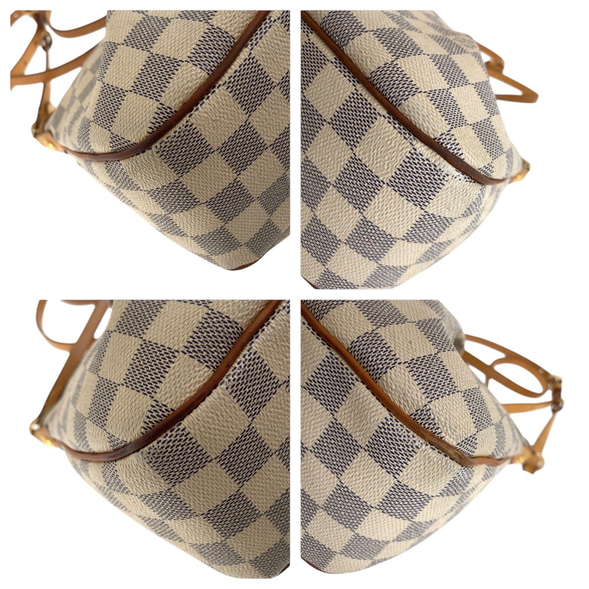 LOUIS VUITTON Shoulder Bag N41113 PVC, Leather White Gray Gold Metal Shoulder Bag pochette Damier Azur SiracusaPM Women