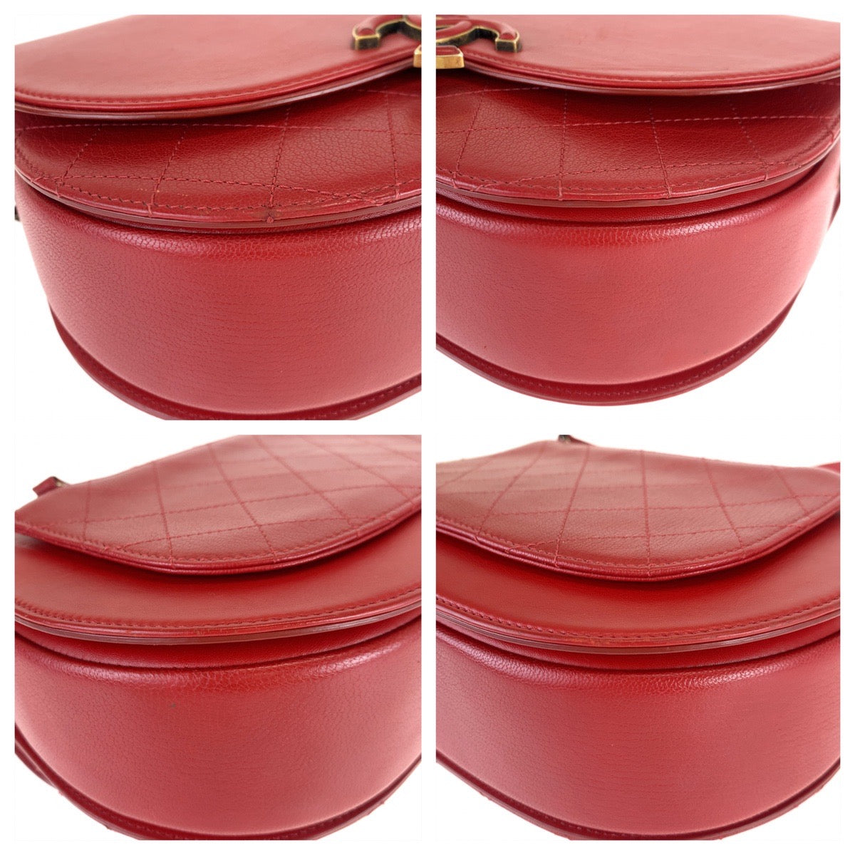 CHANEL Shoulder Bag leather Red Gold Metal Coco Curve Matelasse COCO Mark
