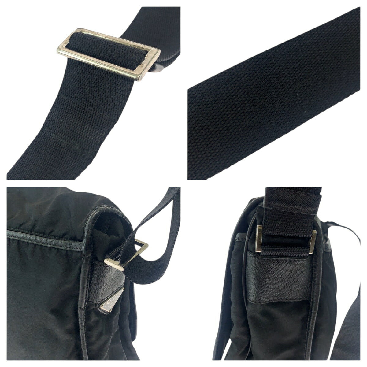 Prada Tessuto Triangle Logo Plate Nylon Shoulder Bag