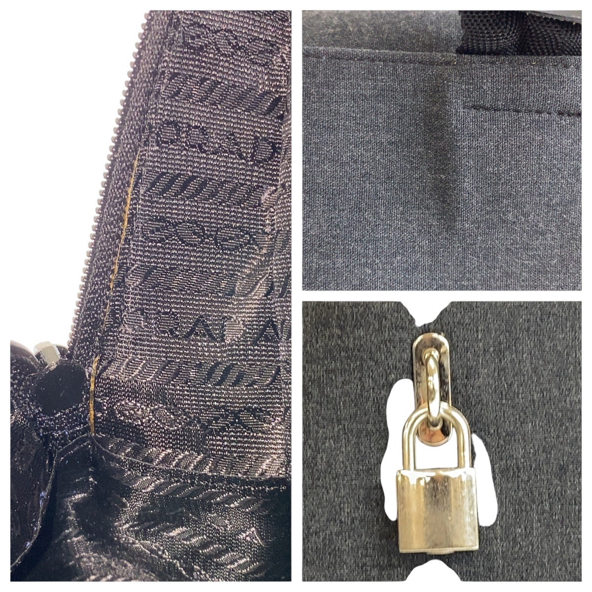 PRADA Tote Bag canvas Grey Black SilverMetal Tote Bag Shoulder Bag Unisex PRADA Sports Women