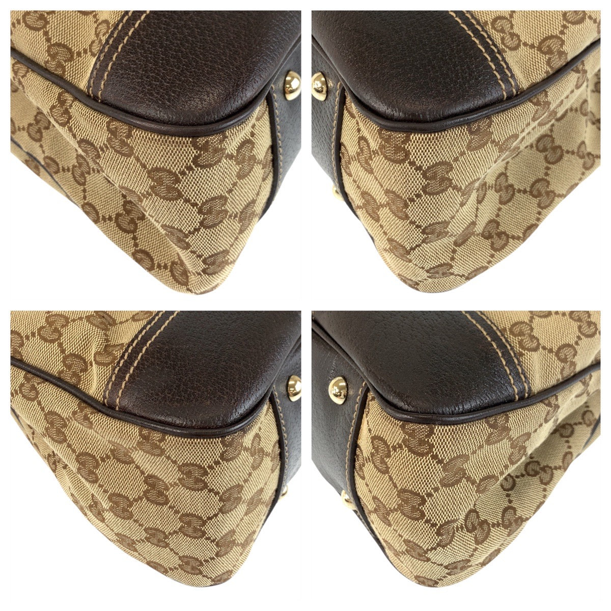GUCCI Tote Bag 163805 GG canvas, leather Beige Brown Gold Metal Tote Bag Shoulder Bag Prince Shelley Line Women