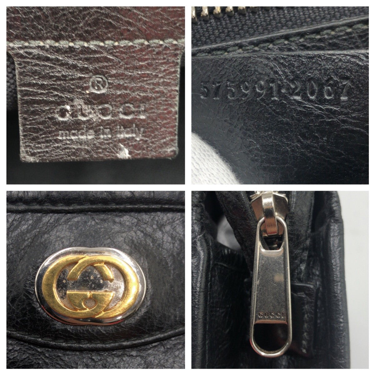 GUCCI Clutch bag leather black Clutch bag business bag Interlocking mens