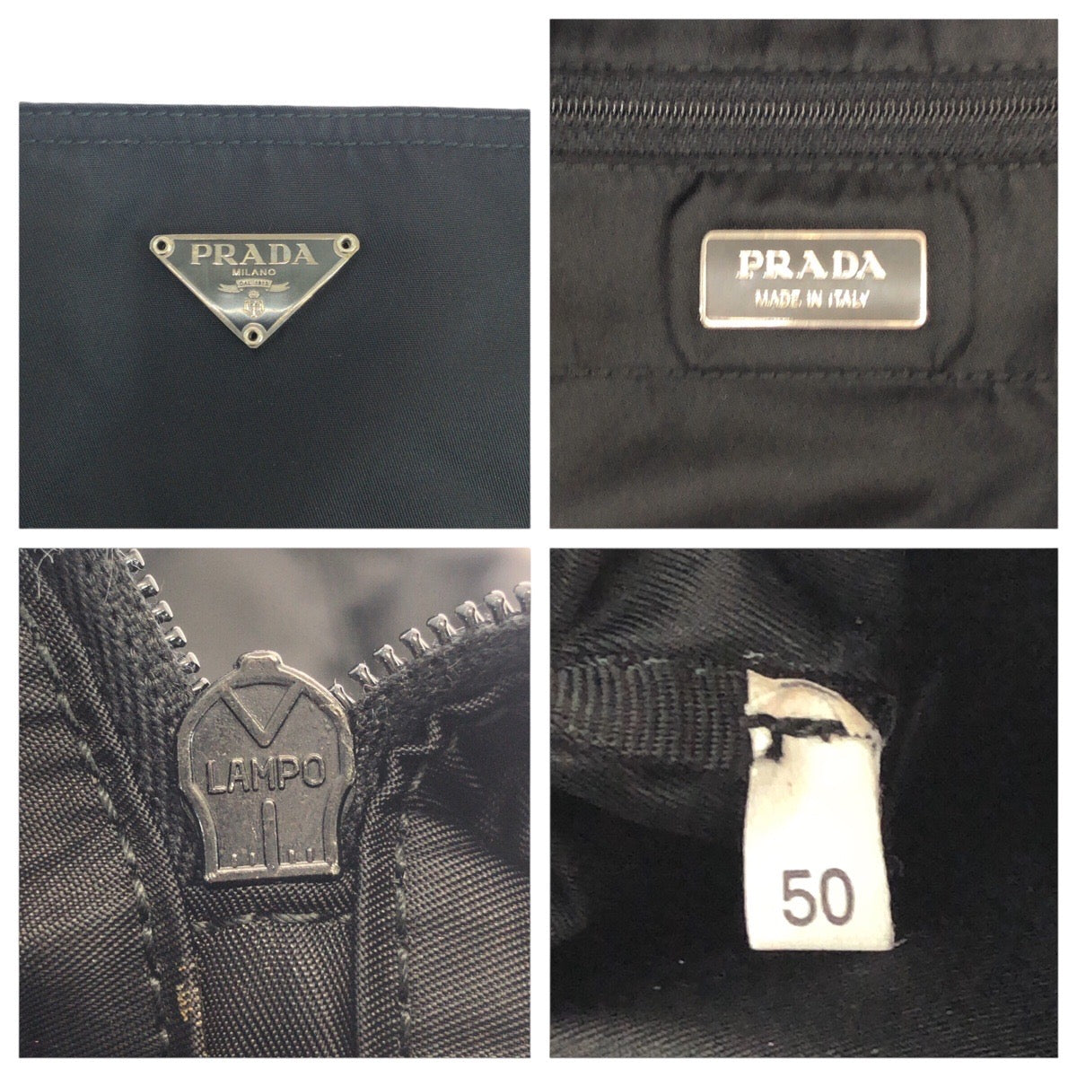 PRADA Tote Bag Nylon Black SilverMetal Test Triangle With logo
