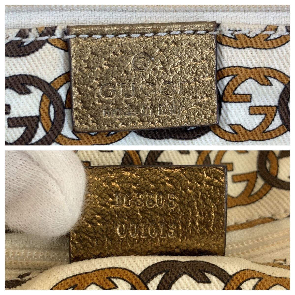 GUCCI Tote Bag 163805 GG canvas, leather Beige gold Tote Bag Shoulder Bag Pretty Women