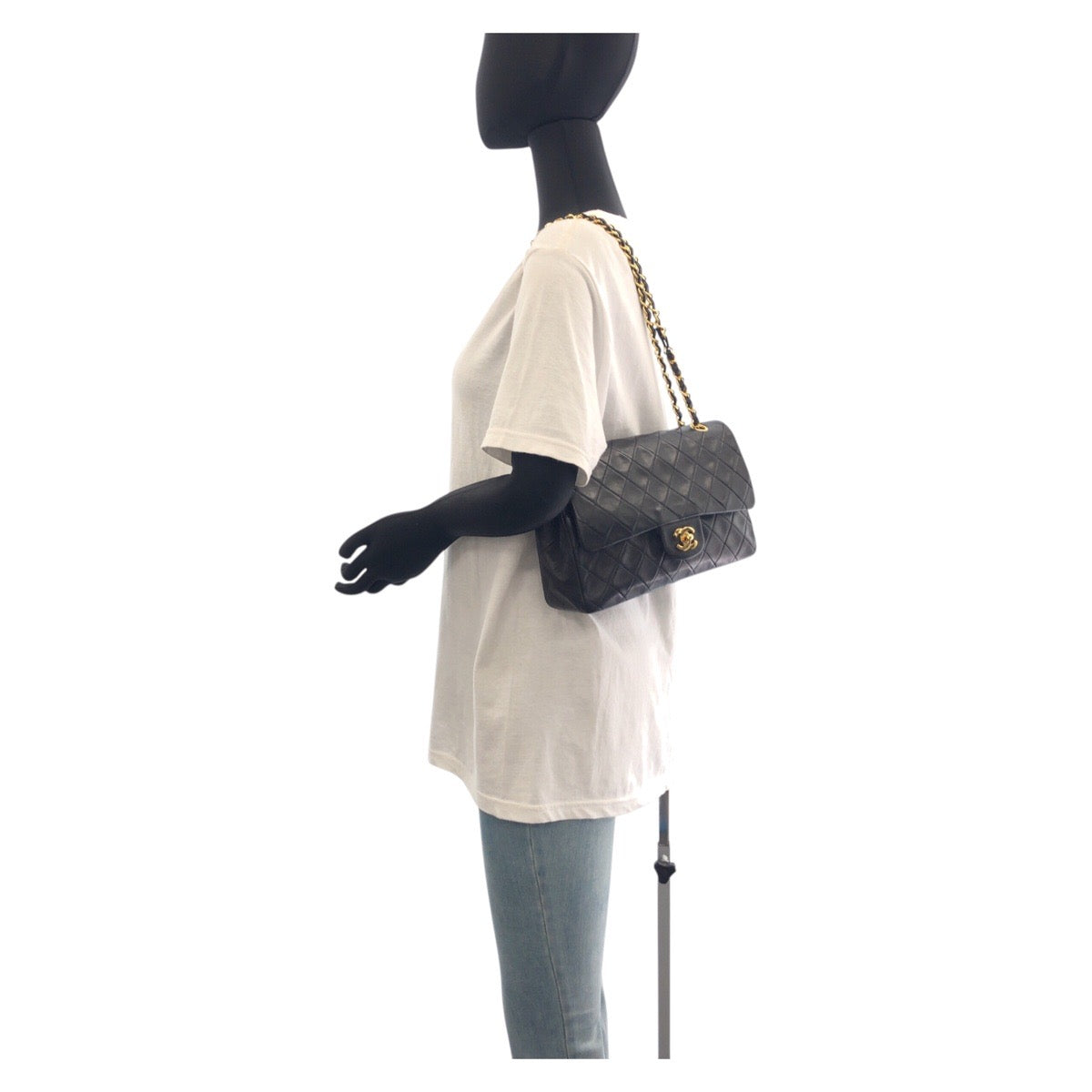 CHANEL Shoulder Bag lambskin Black GoldMetal ChainShoulder Bag matelasse 25 double flap COCO Mark Turnlock Women