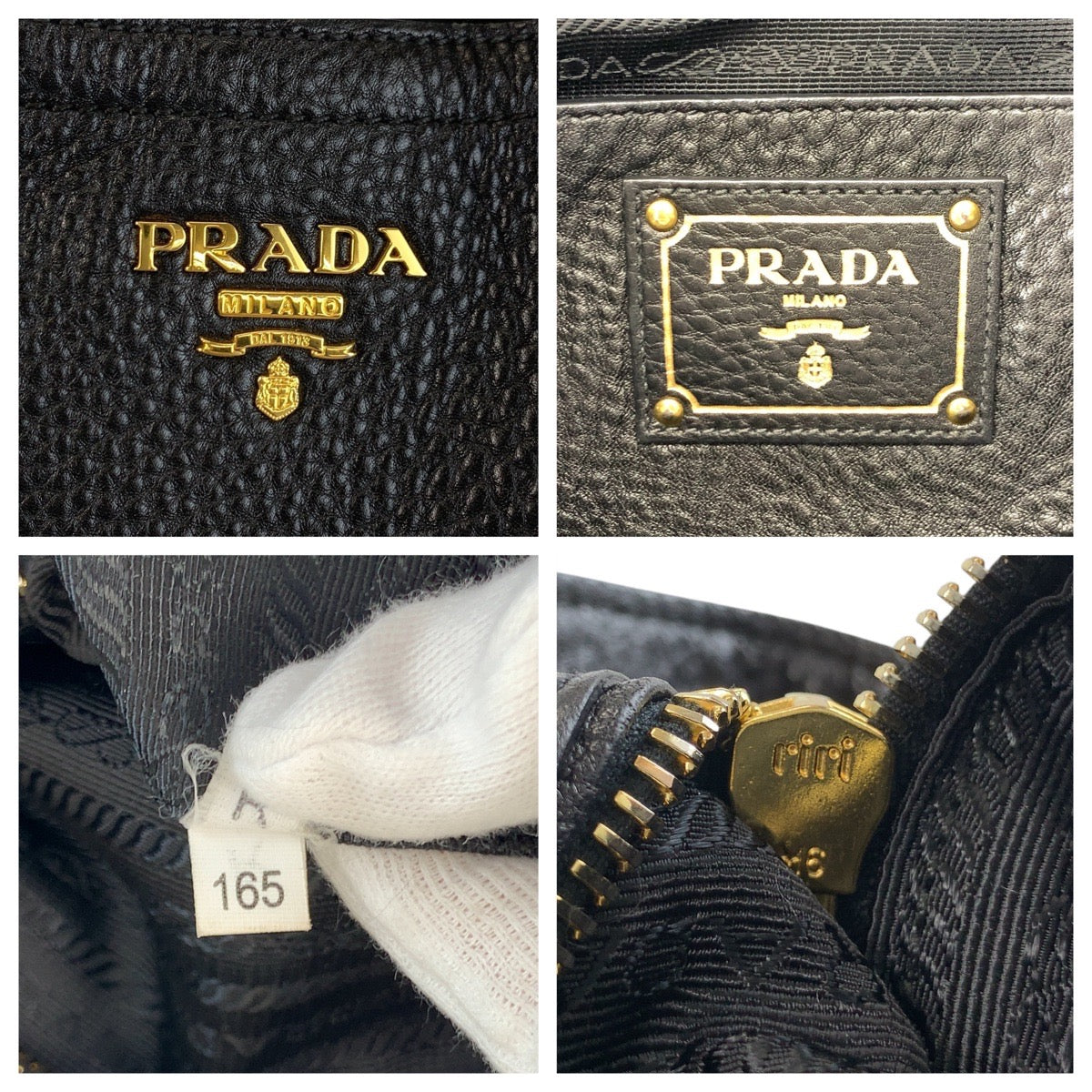 PRADA Tote Bag leather Black GoldMetal Vitterodino