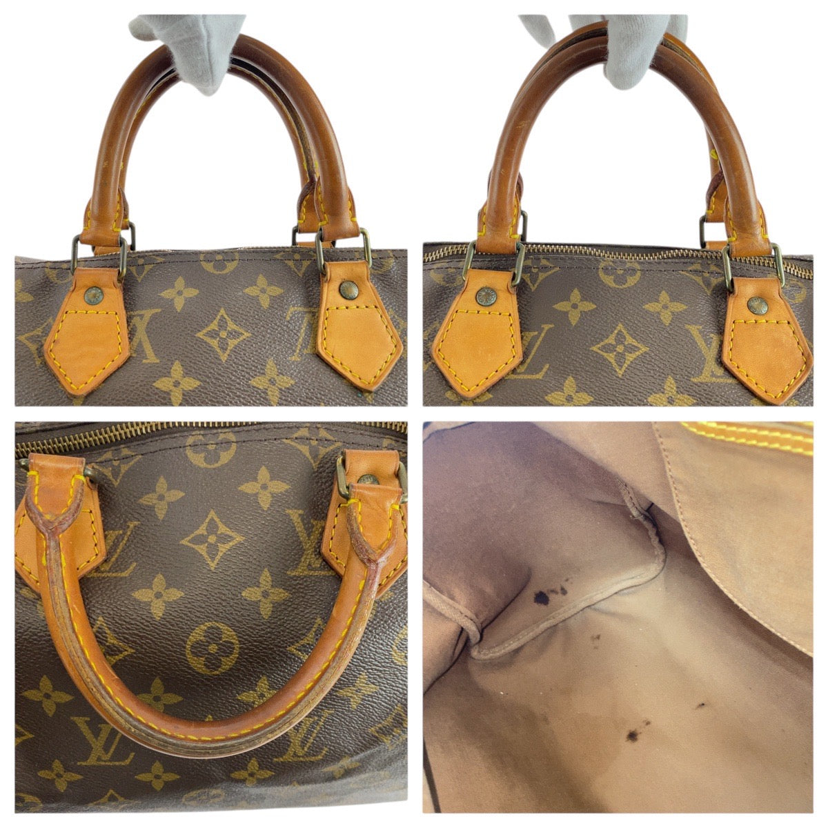 LOUIS VUITTON Handbag M41524 PVC Brown Gold Metal Handbag Boston Duffel bag Monogram Speedy 35 Women