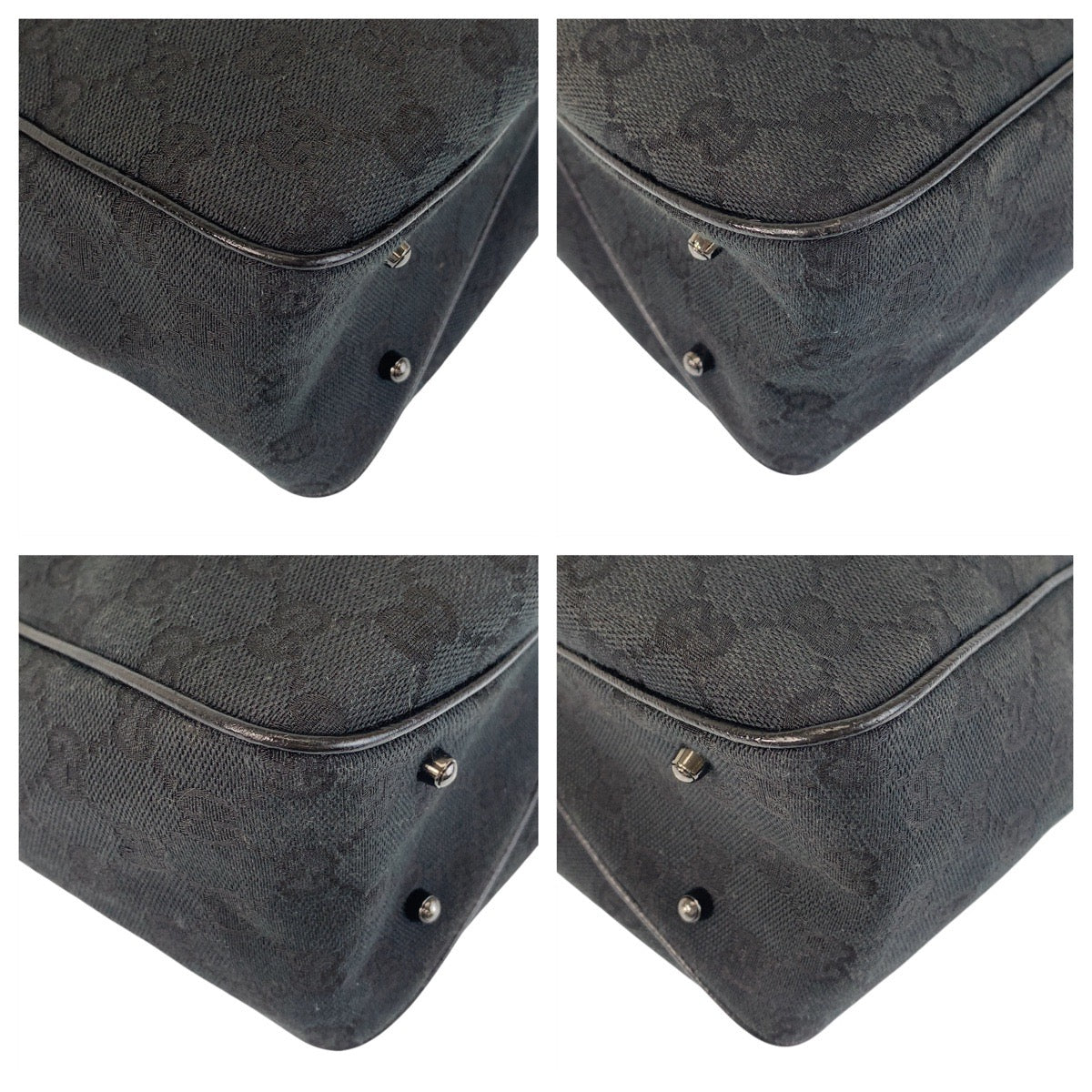 GUCCI Tote Bag 113019 GG canvas Black SilverMetal