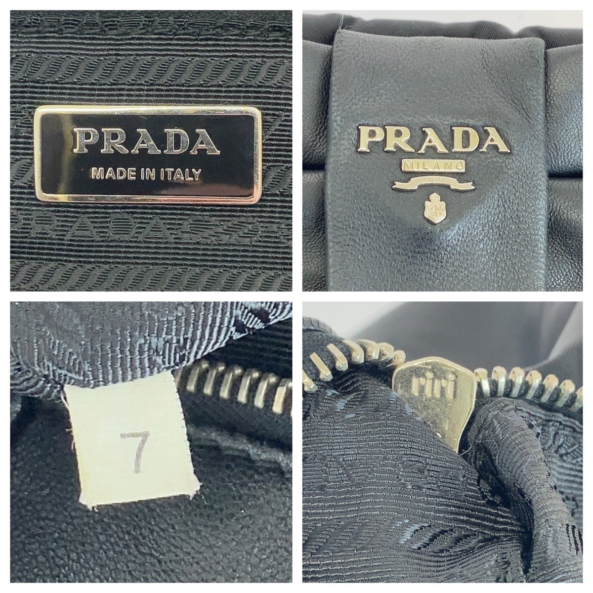 PRADA Tote Bag BN1601 Nylon Black SilverMetal Test Ribbon TriangleWith logo