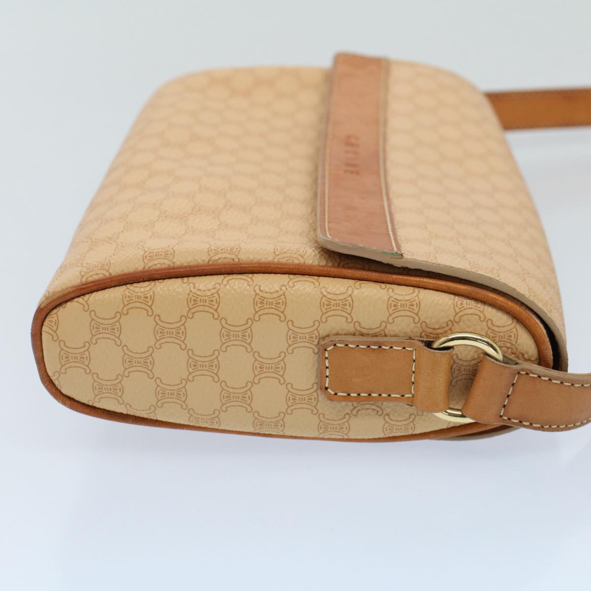Luxury CELINE Macadam Canvas Shoulder Bag PVC Leather Beige 52441
