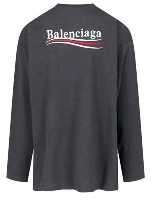 Luxury Balenciaga Trending 2026 Embroidered Logo Cotton Long Sleeve T-Shirt Grey