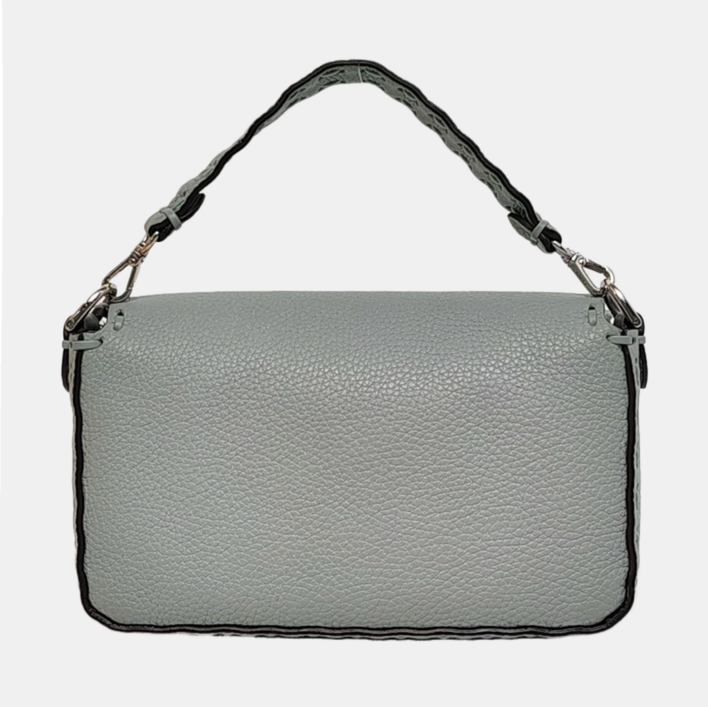 Fendi Baguette Mini Selleria Blue Calfskin Leather Crossbody Bag