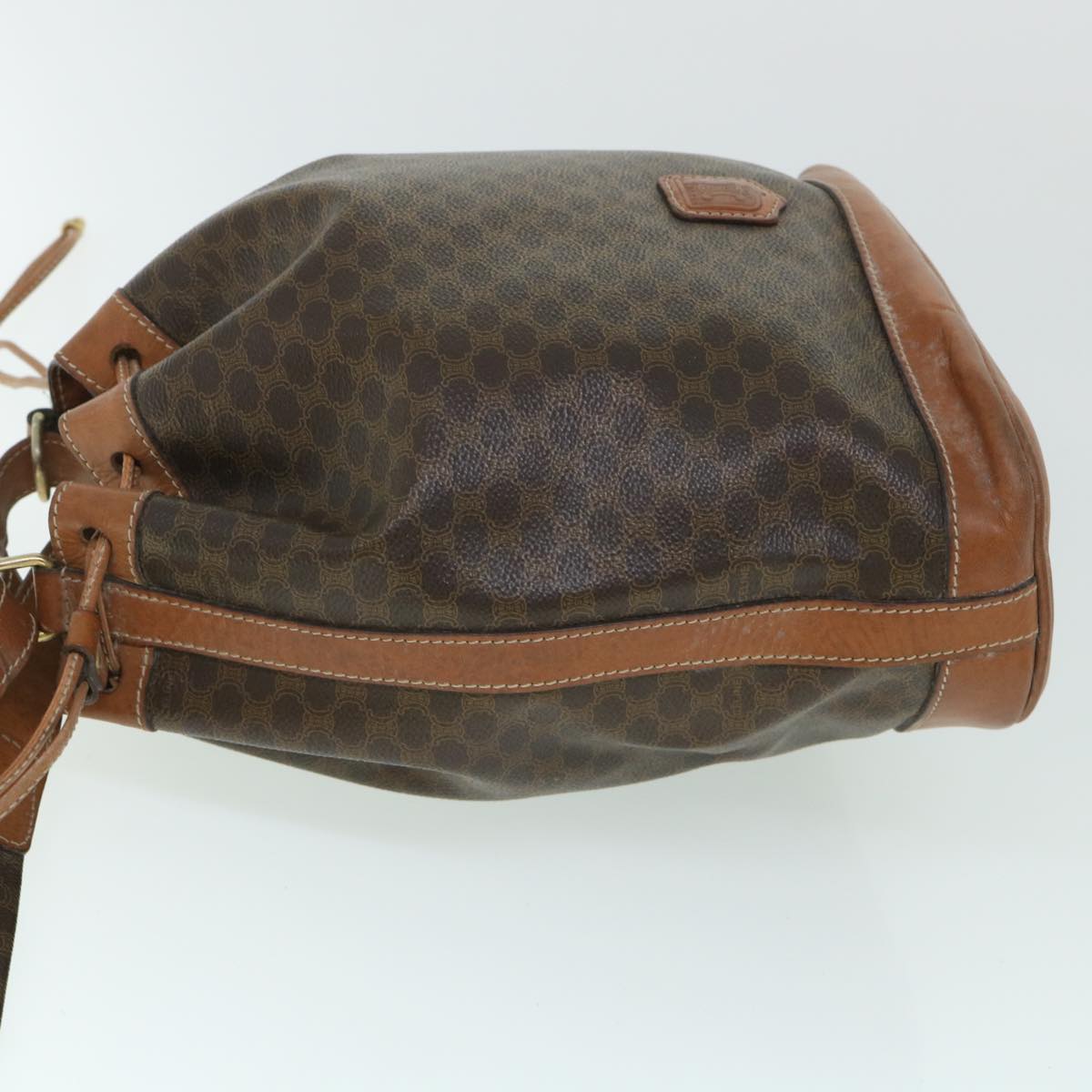Luxury CELINE Macadam Canvas Shoulder Bag PVC Leather Brown 54786