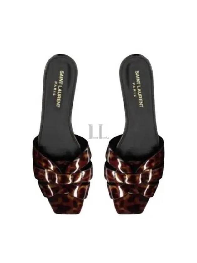 Luxury Saint Laurent Trending 2025 Tribute Tortoiseshell Patent Leather Mules Havana
