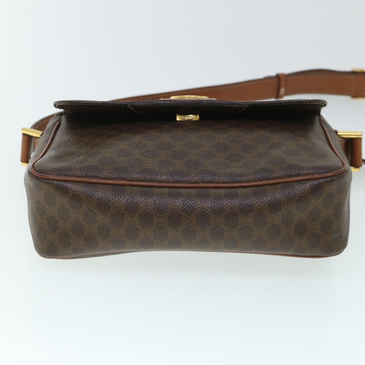 Luxury CELINE Macadam Canvas Shoulder Bag PVC Leather Brown 54894