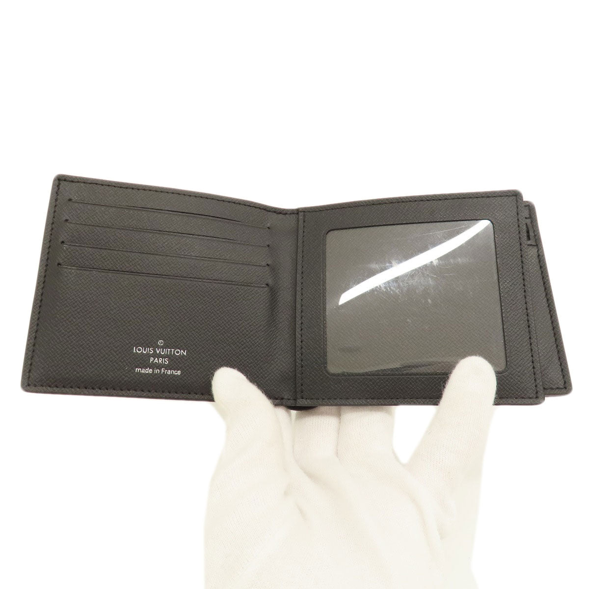 LOUIS VUITTON Bifold Wallet M62045 Taiga Leather black Portefeuille Amerigo NM mens