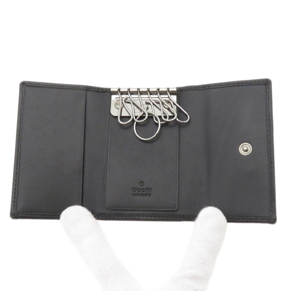 GUCCI Key case Key holder 92749 Calfskin black Logo motif mens