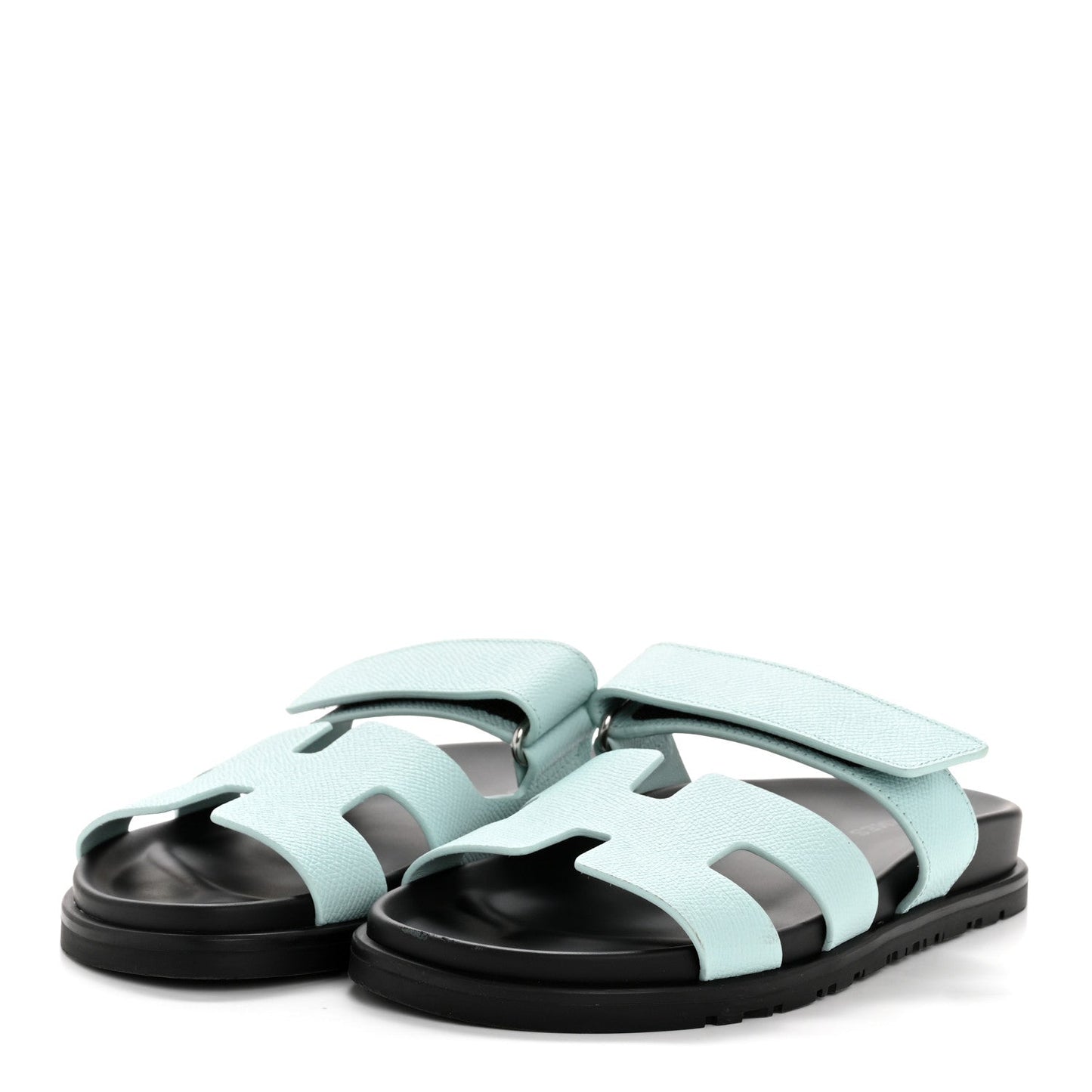 Hermes Epsom Womens Chypre Sandals 35.5 Bleu Cristaux