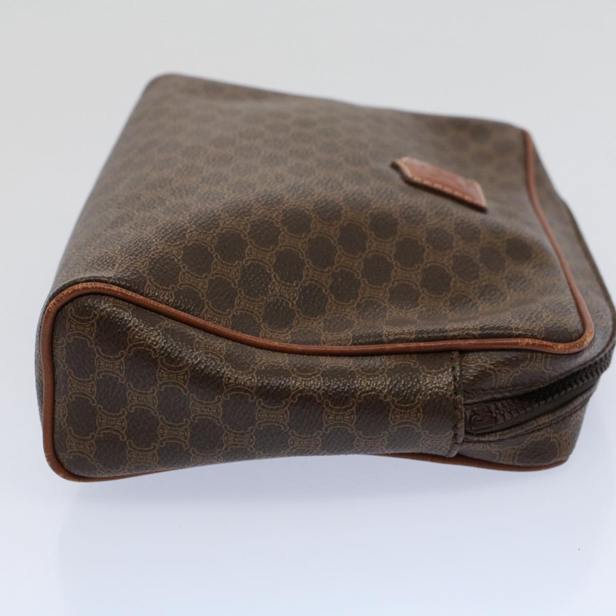 Luxury CELINE Macadam Canvas Clutch Bag PVC Leather Brown 57379