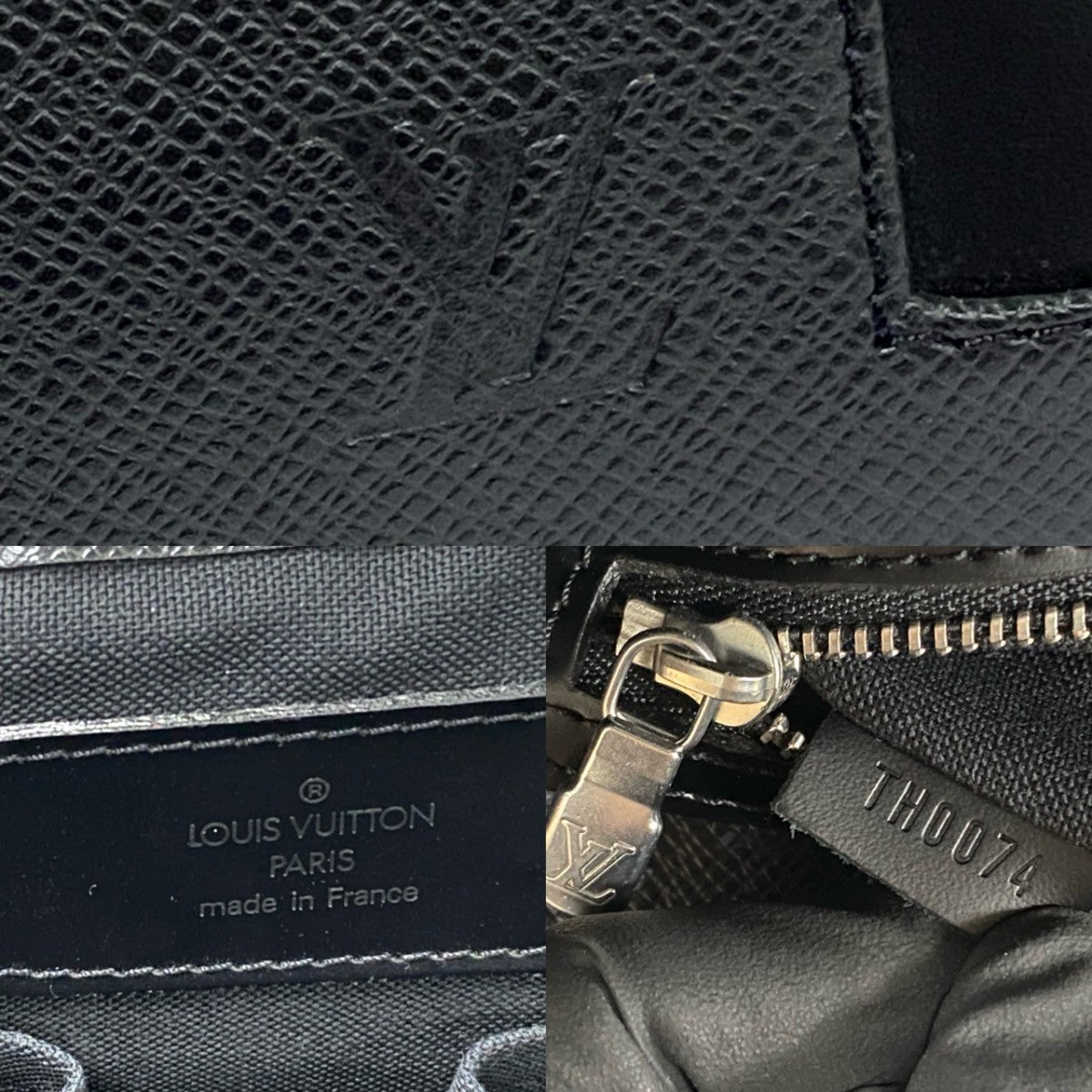LOUIS VUITTON Business bag M31012 leather black Taiga Kasbeck GM mens