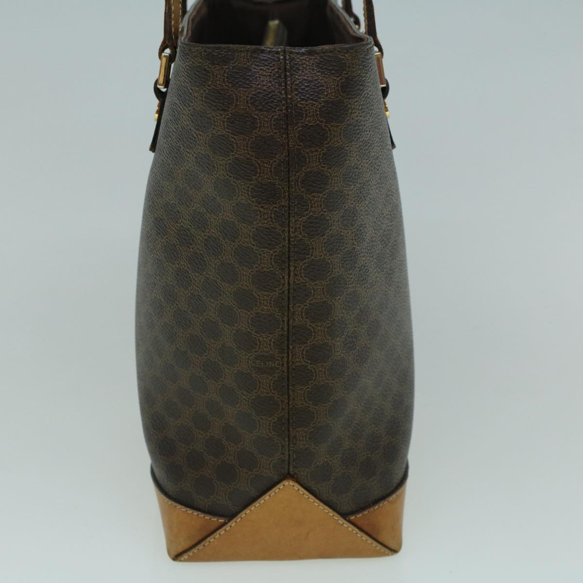 Luxury CELINE Macadam Canvas Hand Bag PVC Leather Brown 59527