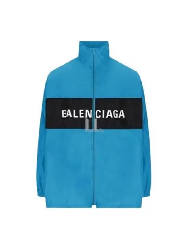 Luxury Balenciaga Trending 2026 Logo Print Nylon Windbreaker Blue