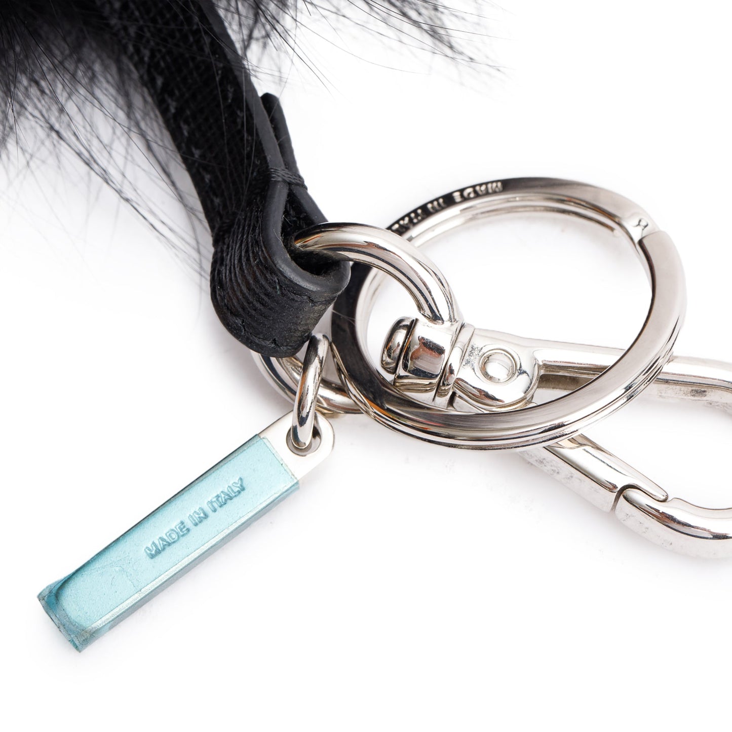 Fendi Black/Red/White Leather Monster Eye Mink Fox Fur Bag Charm