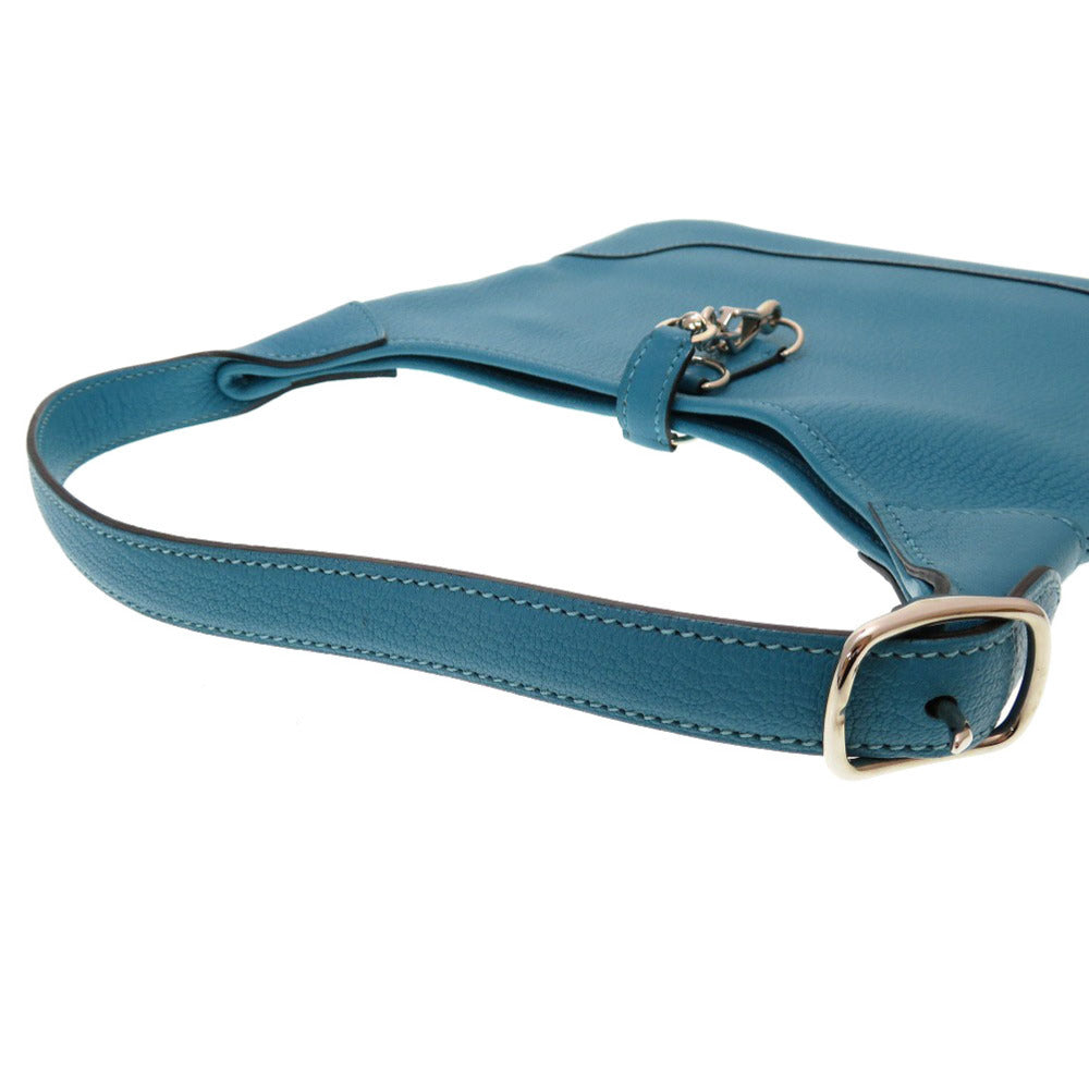 HERMES Shoulder Bag Shave Turquoise Trim 24