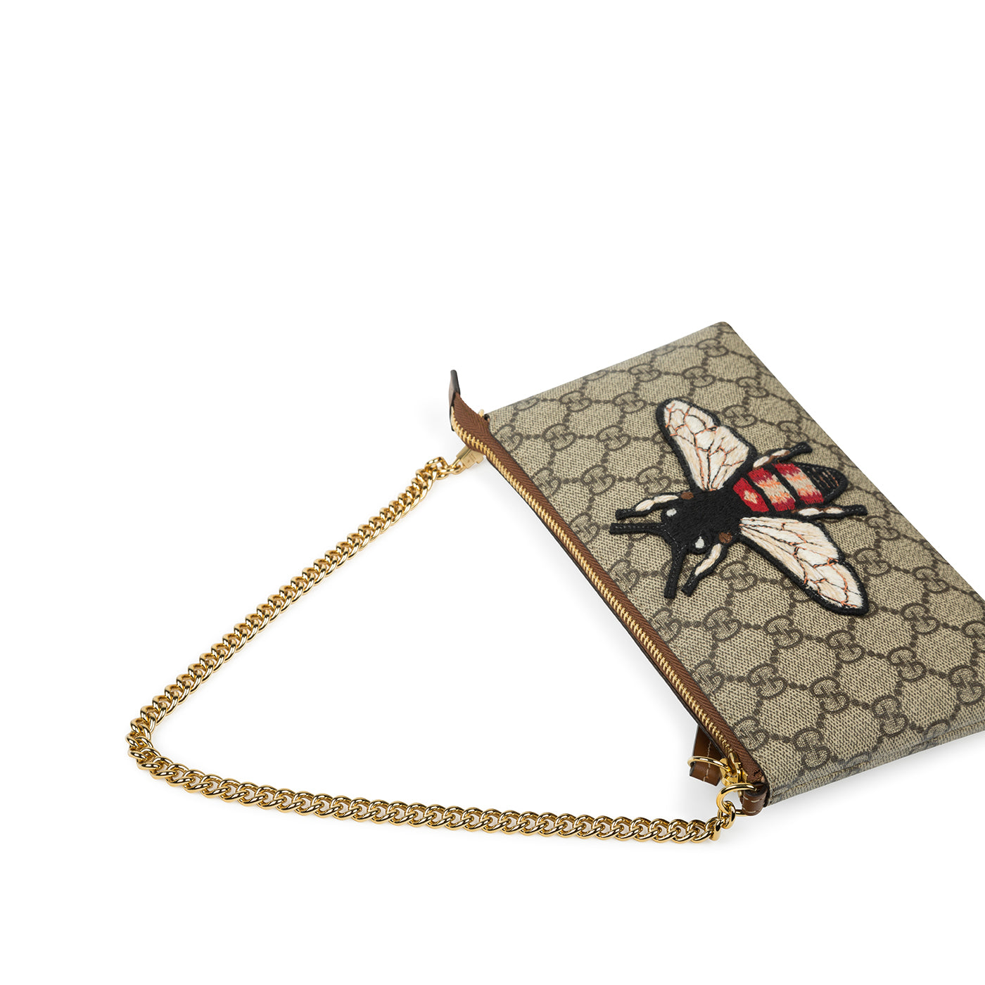 Gucci Monogram Chain Leather Clutch