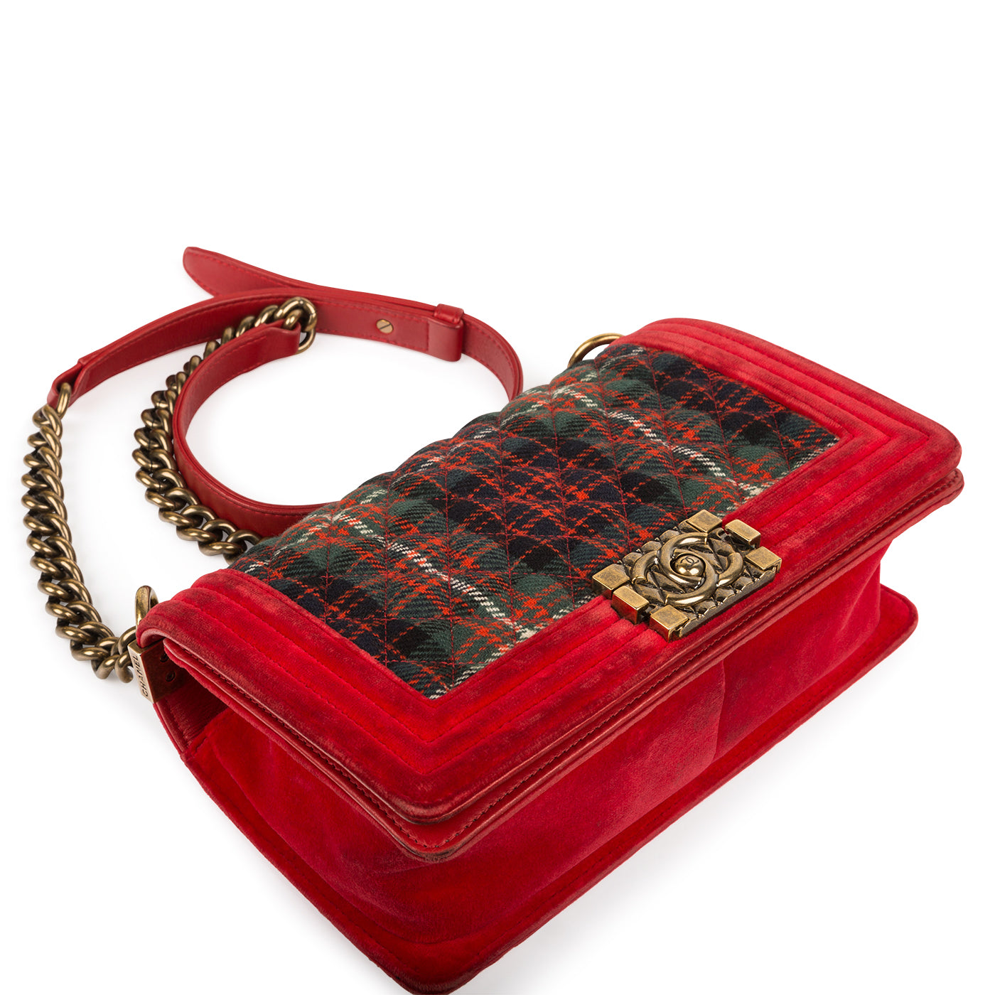Chanel Tartan/Velvet Medium Boy Bag