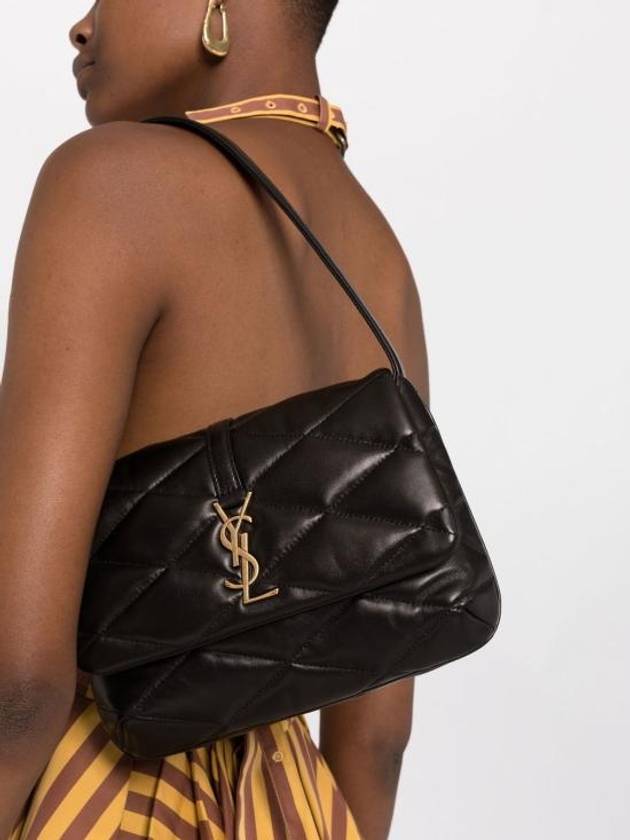 Luxury Saint Laurent Trending 2025 LE 57 Quilted Lambskin Hobo Shoulder Bag Black