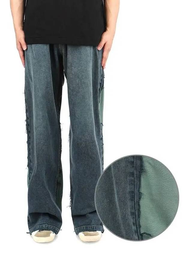 Luxury Balenciaga Trending 2026 Wide Leg Panelled Jeans Blue