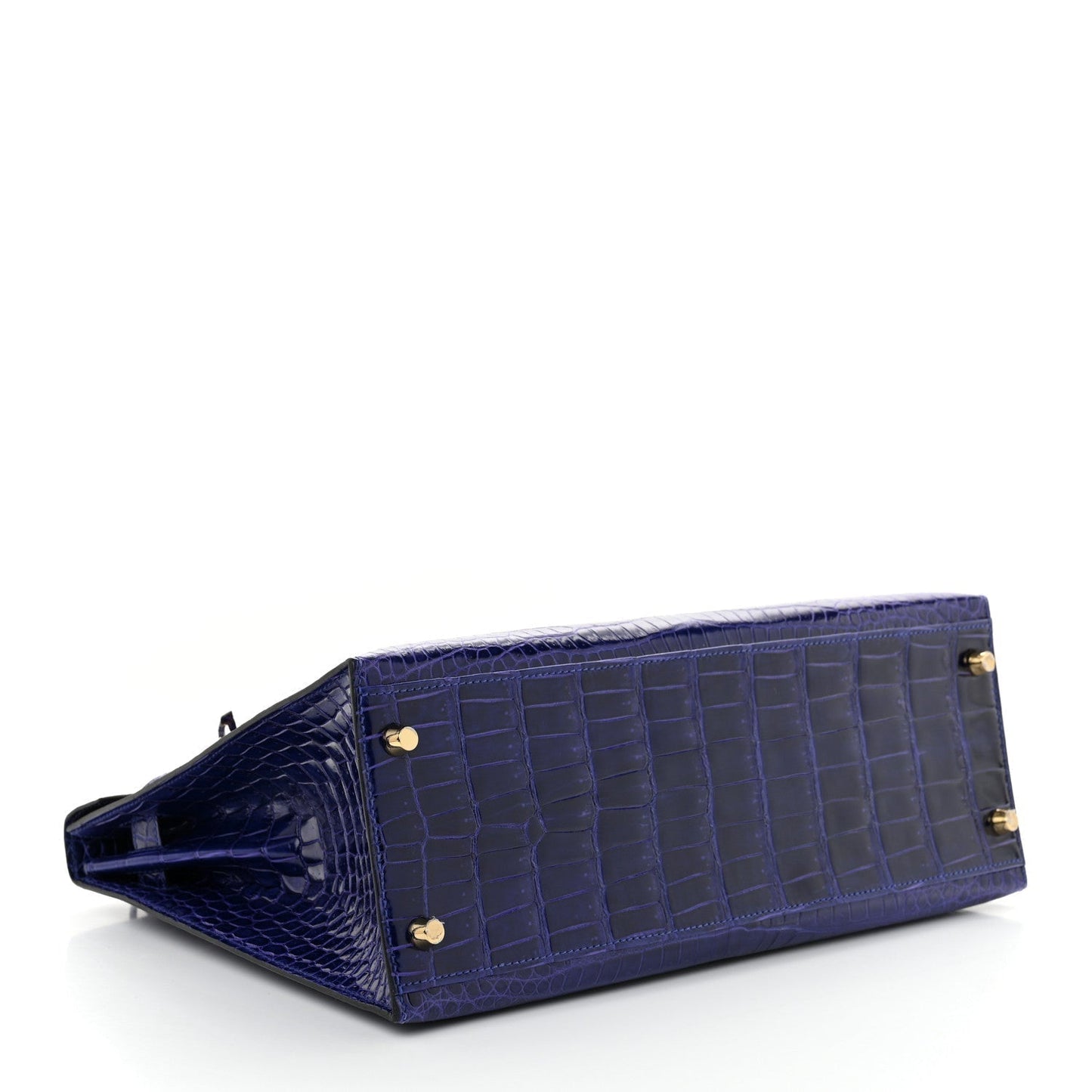 Hermes Shiny Porosus Crocodile Kelly Sellier 32 Bleu Electrique