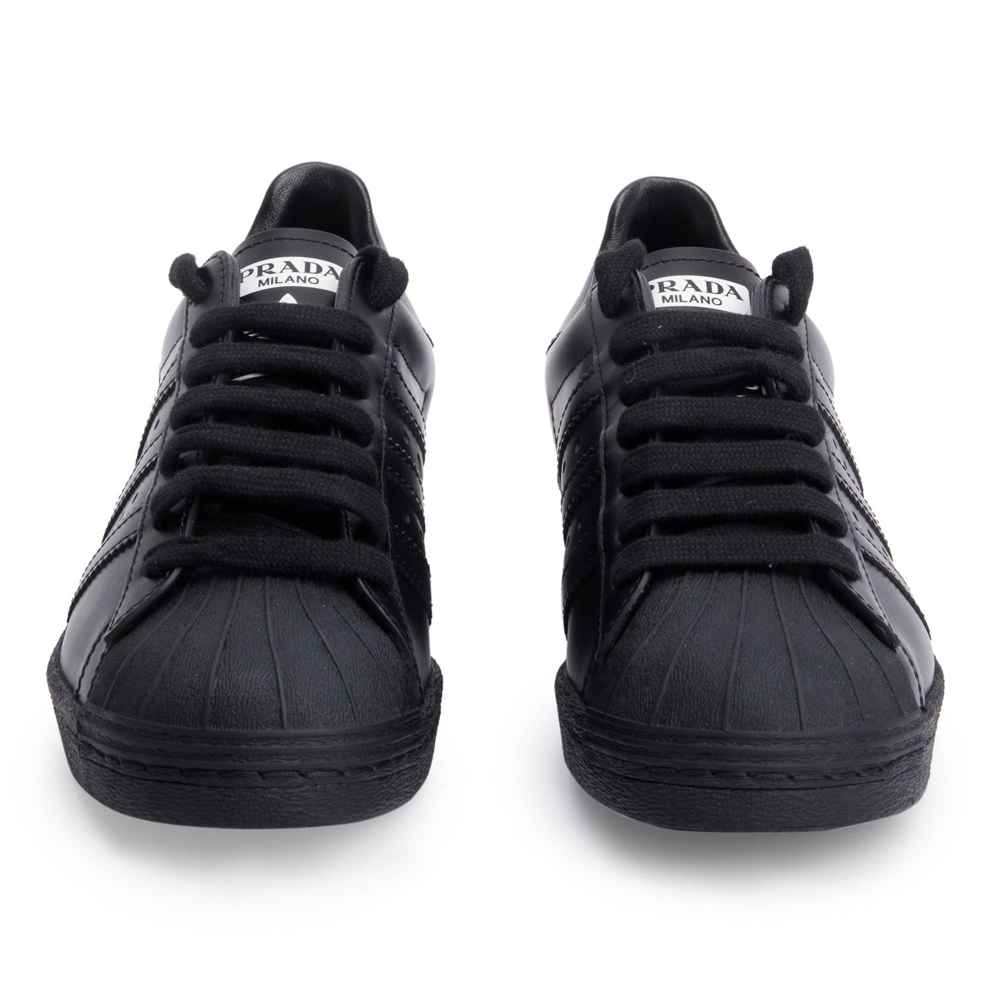 Prada X Adidas Black Leather Superstar Sneakers, Size 36.5