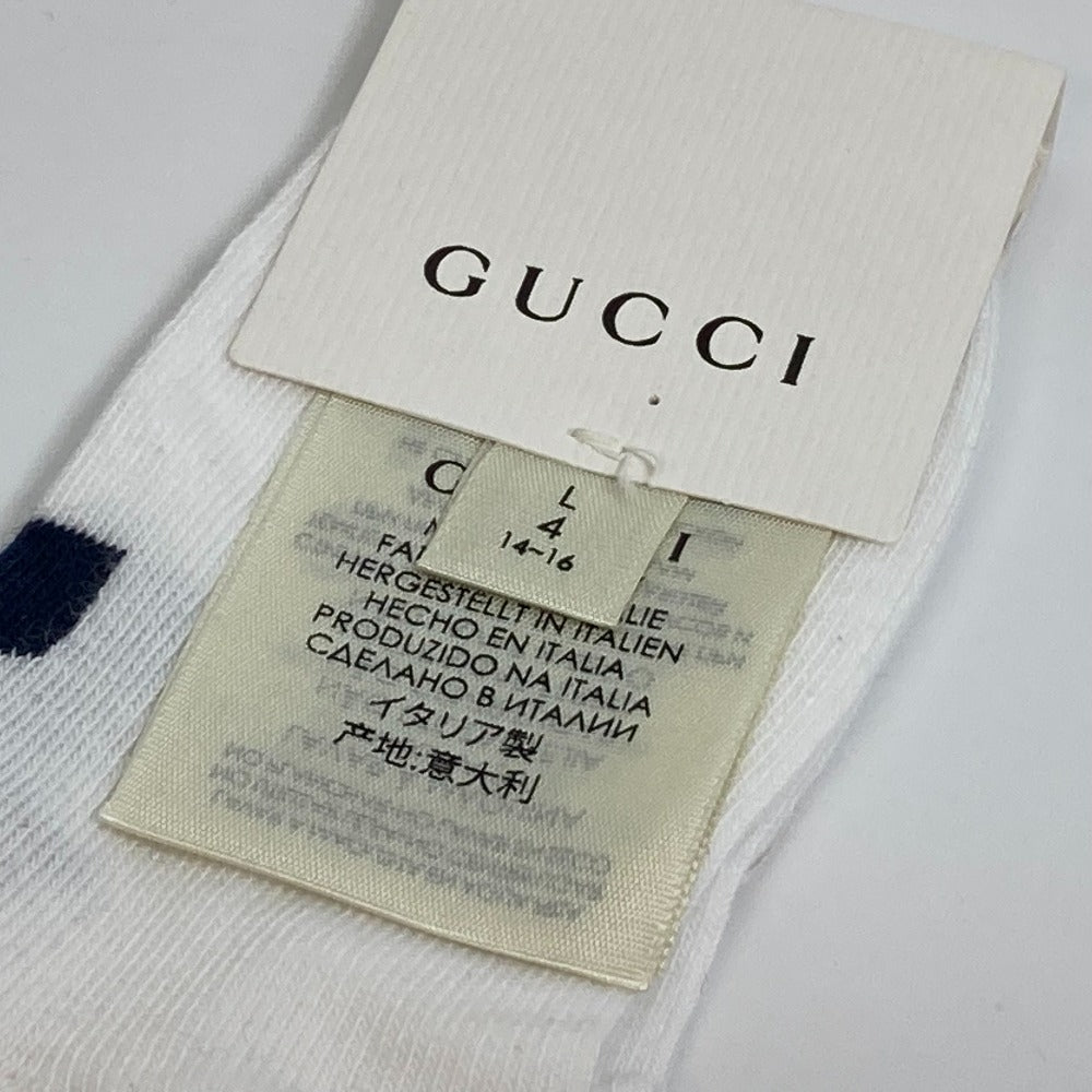 GUCCI Knit hat 418599 cotton White x navy Baby GG pattern Women M