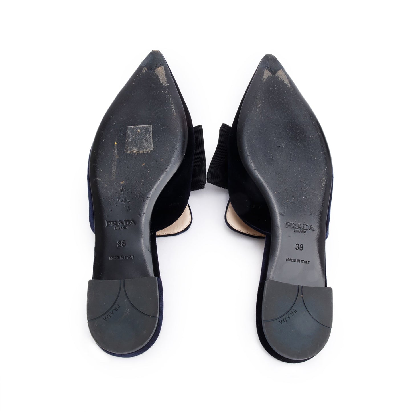 Prada Black Velvet Bow Accent Mules, Size 38
