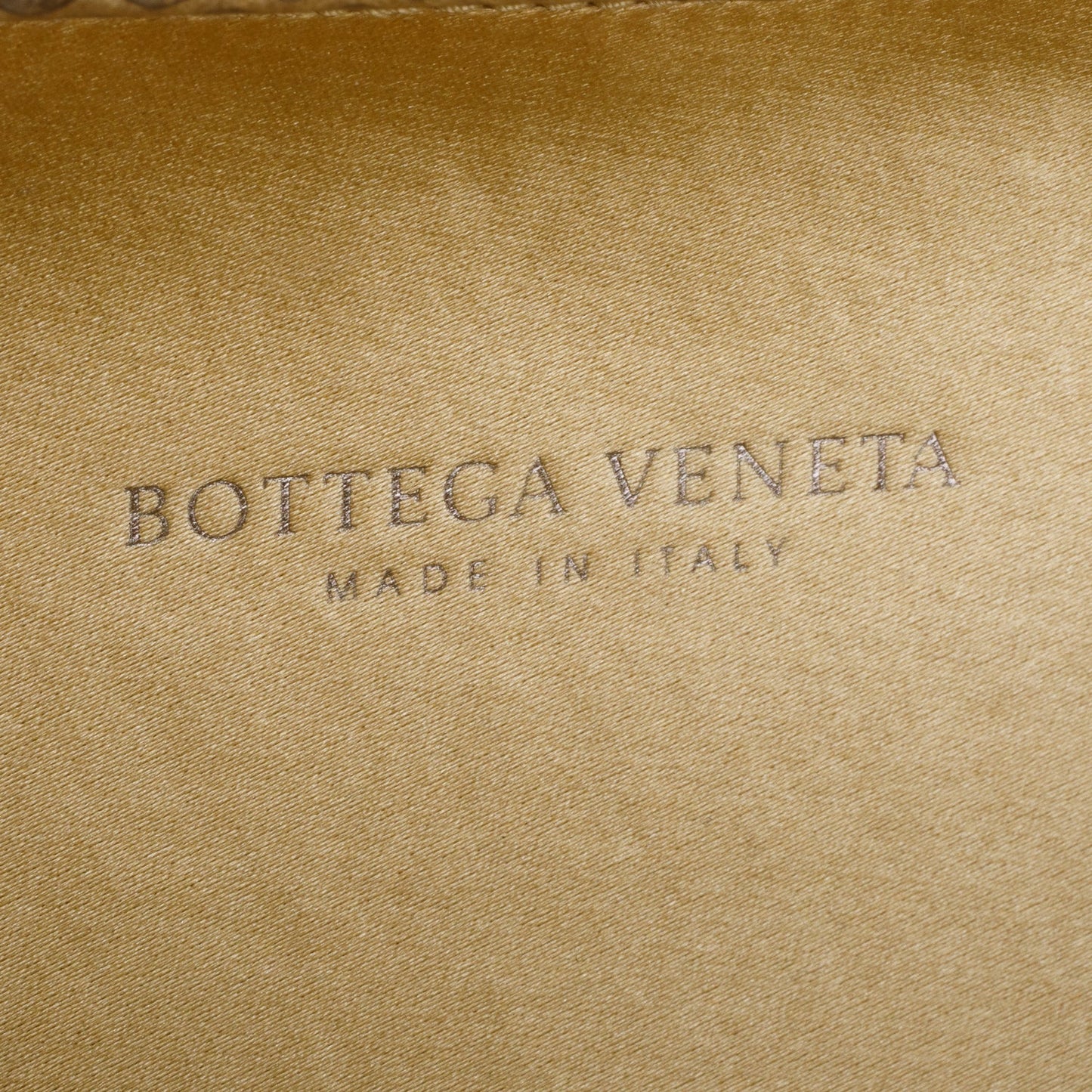 Bottega Veneta Gold Snakeskin-Trimmed Intrecciato Satin Knot Clutch