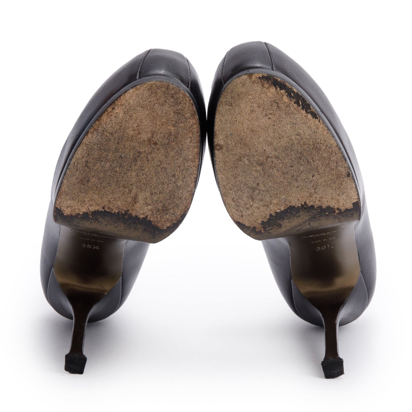 Saint Laurent Black Leather Tribtoo 85 Platform Pumps, Size 36.5