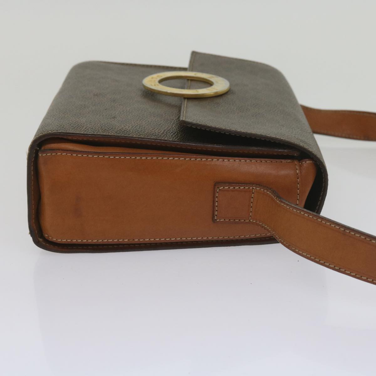 Luxury CELINE Macadam Canvas Shoulder Bag PVC Leather Brown 60985