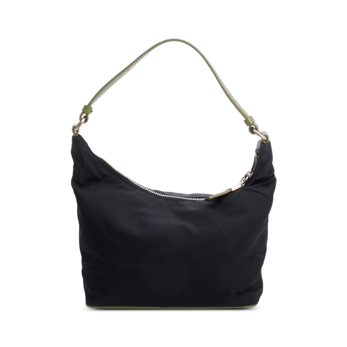 Prada Black Tessuto Green Leather Mini Sirio Pocket Hobo Bag