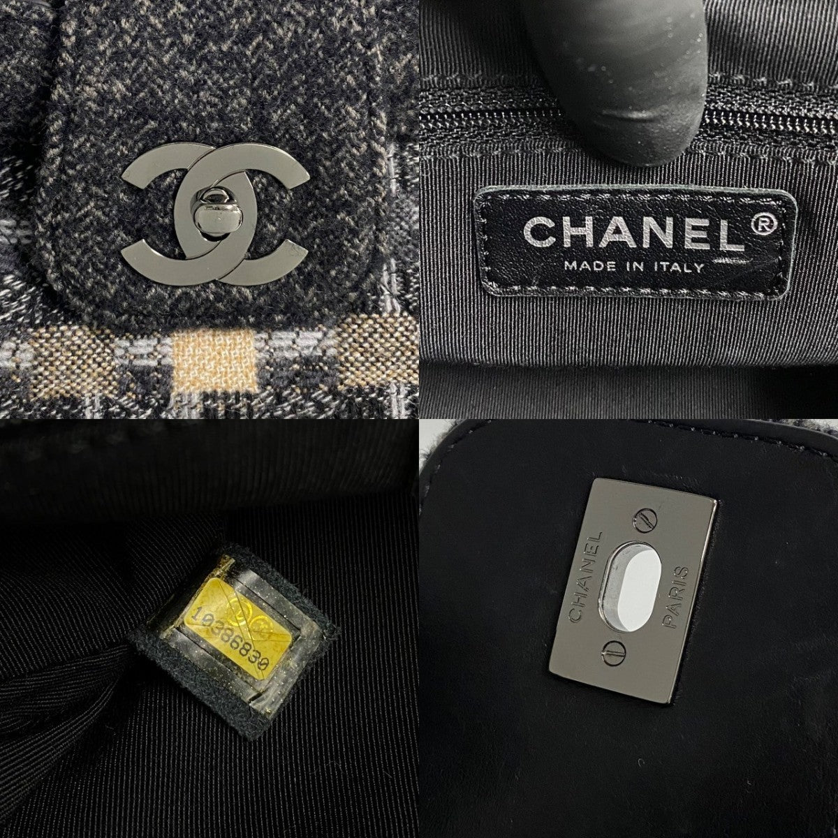CHANEL Shoulder Bag Tweed, Lambskin multicolor COCO Mark Women