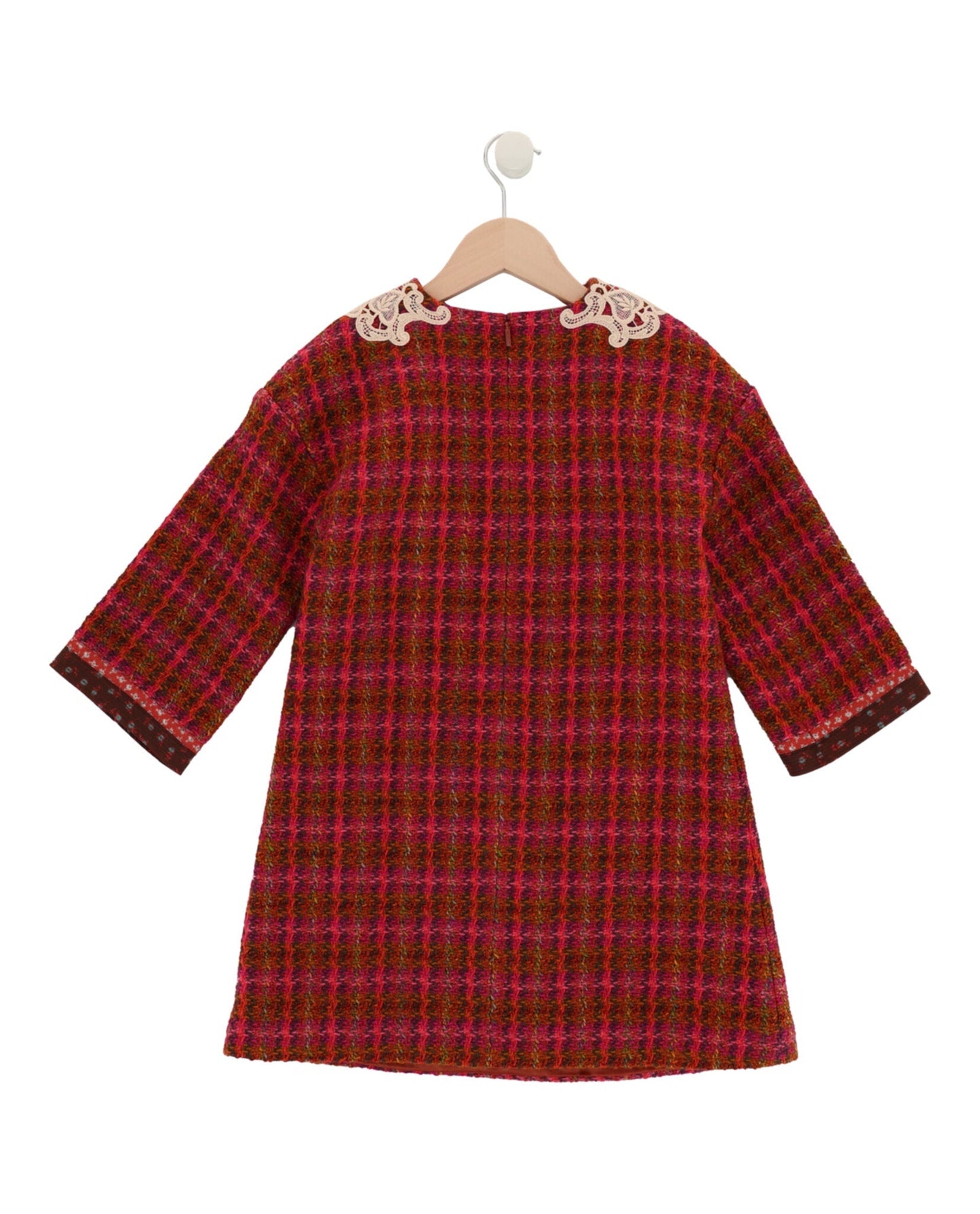 Gucci Girls Tweed Lace Trim Dress